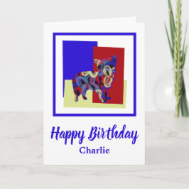 Morkie Hund Silhouette Red Blue Gult Birthday Kort