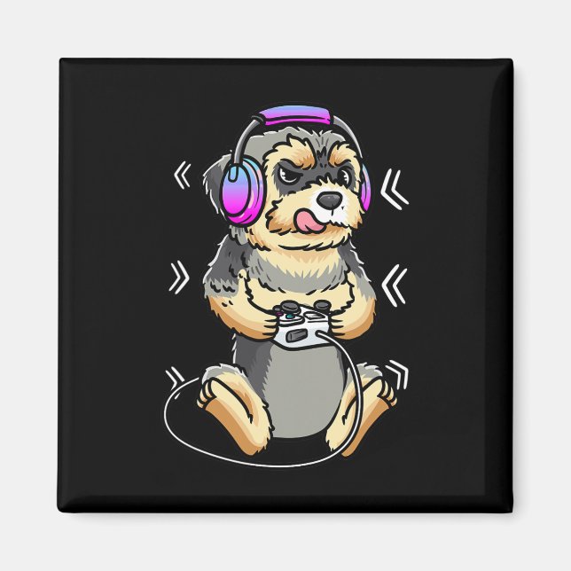 Morkie Hund TV-spel Spelkonsol Spelare  Magnet (Framsidan)