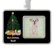 Morkie Hund with Julgran Framed Ornamed