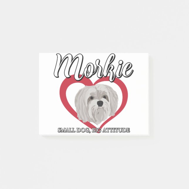 Morkie - Liten Hund Big Attitude 3 Post-it Block (Framsida)