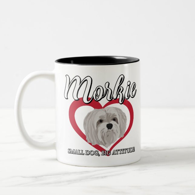 Morkie - Liten hund stor attityd 3 Två-Tonad Mugg (Vänster)
