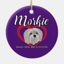 Morkie - Liten hund, stort sinnelag - 3 Julgransprydnad Keramik