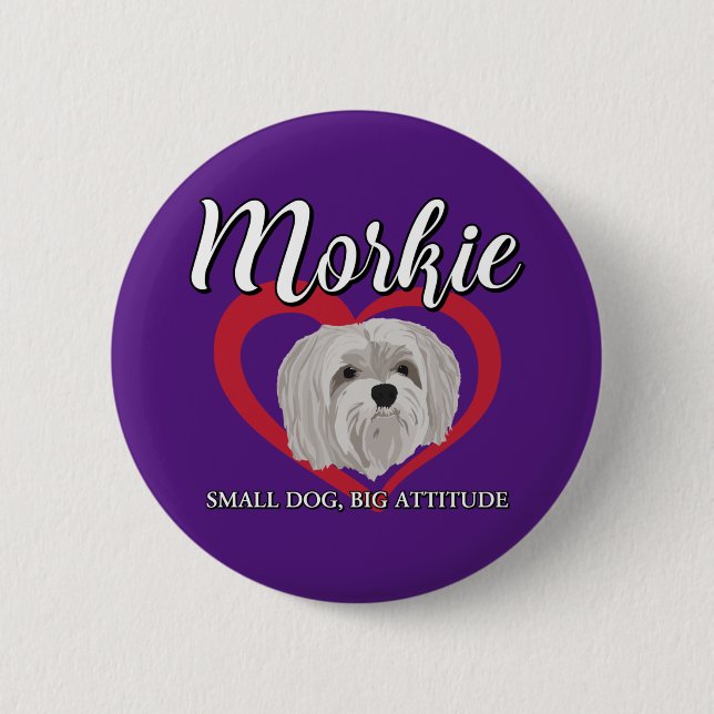 Morkie - Liten hund, stort sinnelag - 3 Knapp (Framsida)