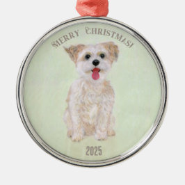 Morkie Premium Rund Julgransprydnad Metall