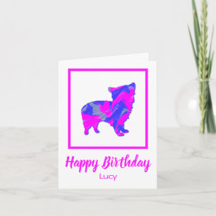 Morkie Rosa & Blue Silhouette Hund Funny Birthday Kort
