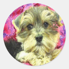 morkie runt klistermärke