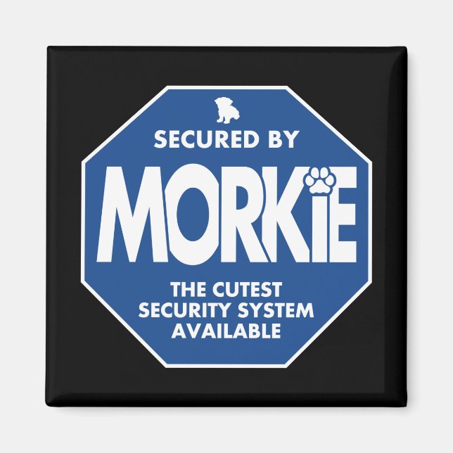 Morkie-Säkerhet-Blå Magnet (Framsidan)