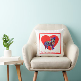 Morkie Silhouette Hund Red Heart Mor's Day Kudde
