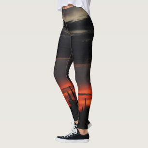 Mörkmoln- och kaktuskvinna damasker leggings