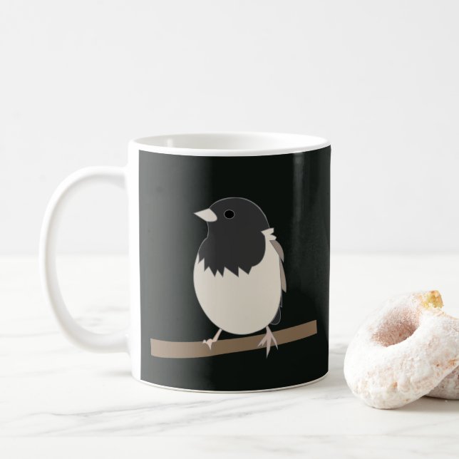 Mörkögd Junco-fågelkonst Kaffemugg (Med munk)