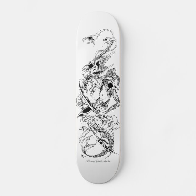 mörkrets dödens fågel mini skateboard bräda 18,5 cm (Framsida)