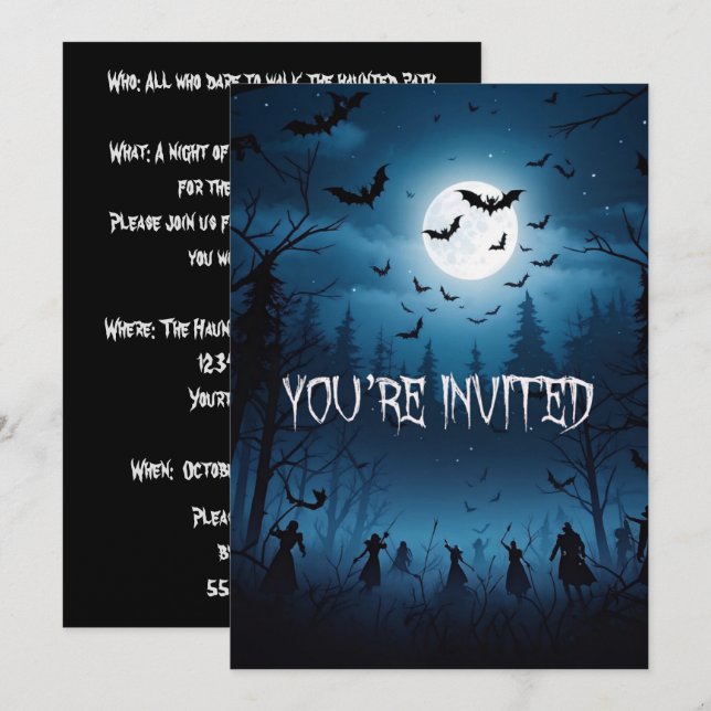 Mörkrets Halloween-armén Inbjudningar (Fram/baksida)