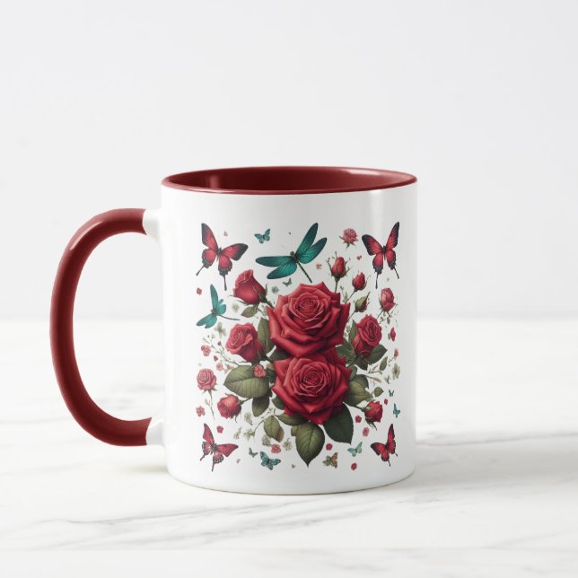 Mörkröd accent kaffekopp (Vänster)