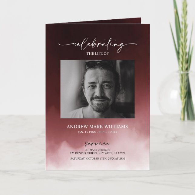 Mörkröd begravningsorder för tjänst vikta program (Framsida)