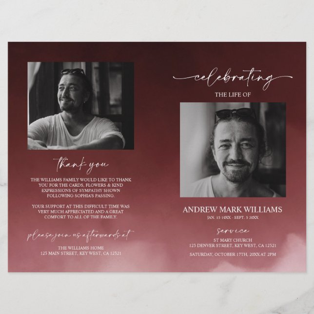 Mörkröd begravningsordning Faltad program (Framsida)