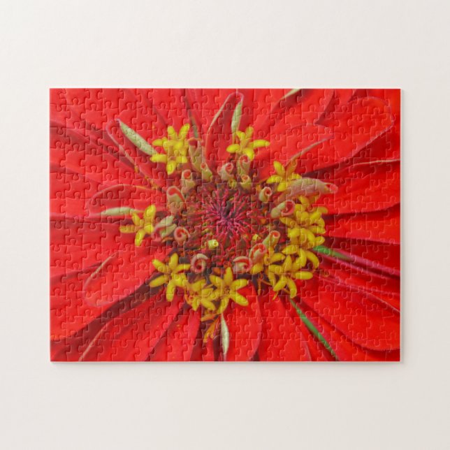 Mörkröd Blomma Närbild Blommig Pussel (Horisontell)