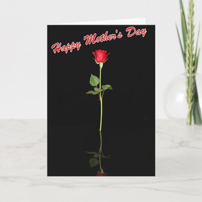 Mörkröd Blommande Kärlek Morsdags Kort (Framsida)