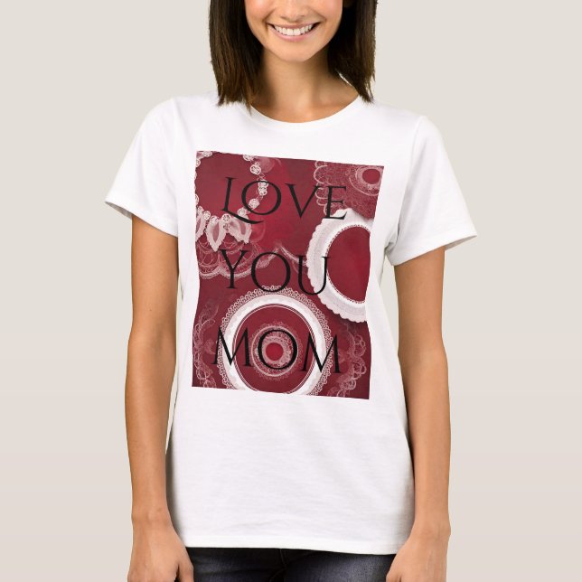 Mörkröd blomsterkonst AI  T Shirt (Framsida)