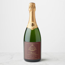 Mörkröd Elegant Guld Calligraphy Bröllopschamp
