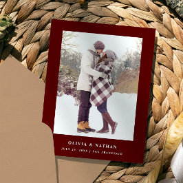 Mörkröd Elegant Text och Foto | Spara datumet Meddelande Vykort