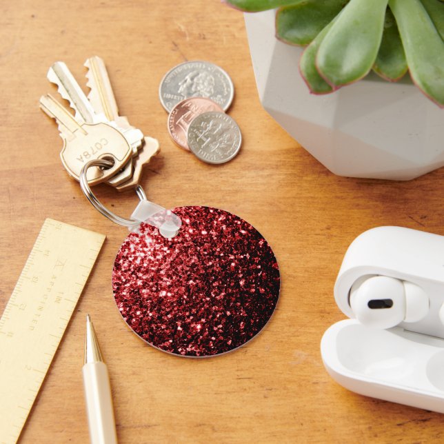 Mörkröd falsk glitter gnist glamour nyckelring (Skrivbord)