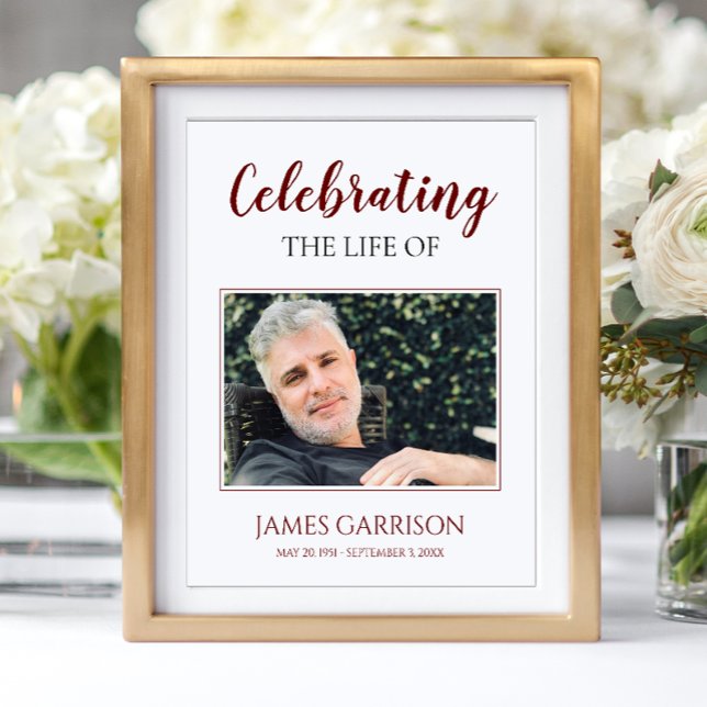 Mörkröd firande av liv med foto begravning poster (Skapare uppladdad)