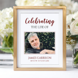 Mörkröd firande av livet med foto begravning poster