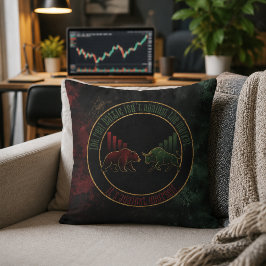 Mörkröd Grön Bull Björn Mentalitet Trader Design Kudde