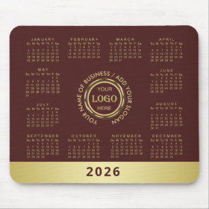 Mörkröd gul design, Logo eller foto i gul cirkel, Musmatta