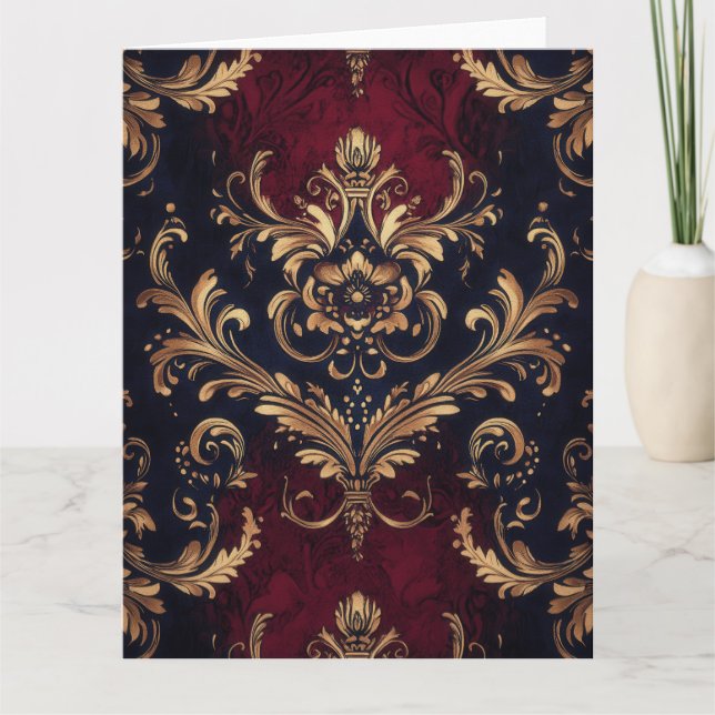 Mörkröd Guld Födelsedagskort Kort (Framsida)