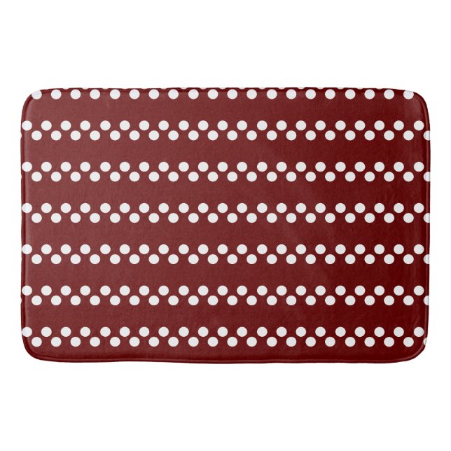 Mörkröd: Liten vit prickmönster Badrumsmatta (Framsidan)