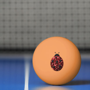 Mörkröd nyckelpiga falska glittergnistrar pingisboll