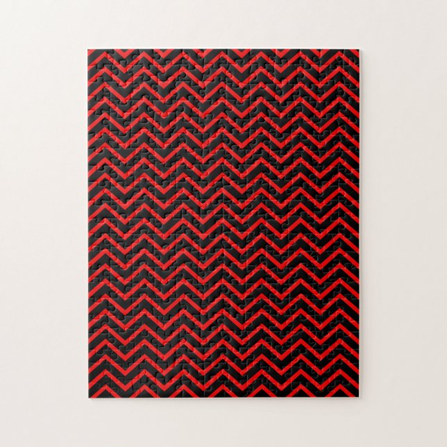 Mörkröd och svart Chevron Pussel (Vertikal)
