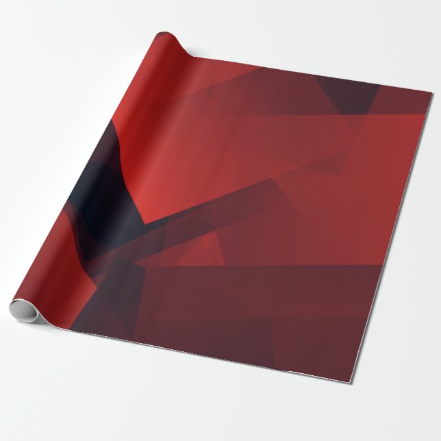 Mörkröd och svart fyrkantig mönster presentpapper (Utrullad)