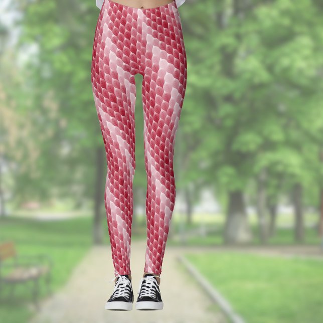 Mörkröd och vit gradient diagonal bladformad mönst leggings (Skapare uppladdad)