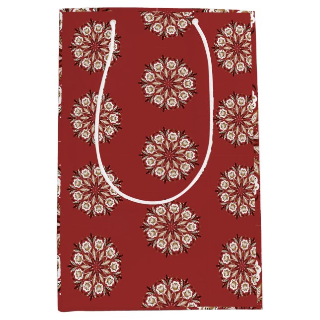 Mörkröd och vit norsk Rosemaling blom- (Framsidan)