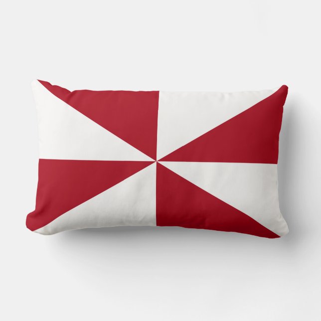 Mörkröd och vit Pinwheel Lumbarkudde (Framsida)