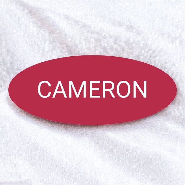 Mörkröd oval namnskylt Badge Pin eller magnetisk 7 Namnbricka (MISOOK Magnetic Oval Name Tag Dark Red)
