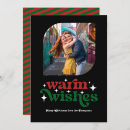 Mörkröd & Skogsgrön Retro Julfotografi Julkort