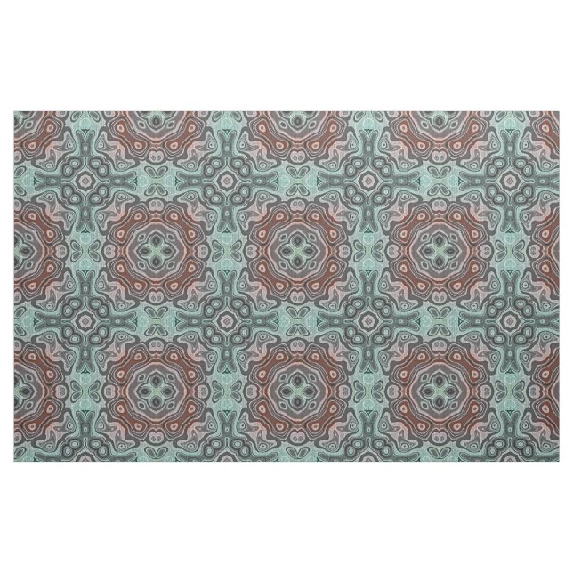 Mörkröd Teal Blå Grön Bali Batikmönster Tyg (Fat Quarter)