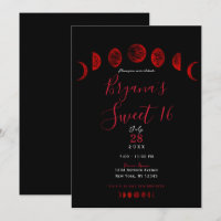 Mörkröda svarta månfaser gotisk bröllops Sweet 16