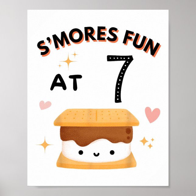 Mörkrökt roligt campingfödelsedag 7 år gammal camp poster (Framsidan)