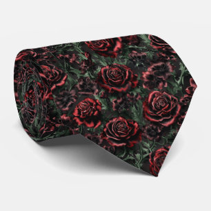 Mörkrött gotiskt blommönster slips