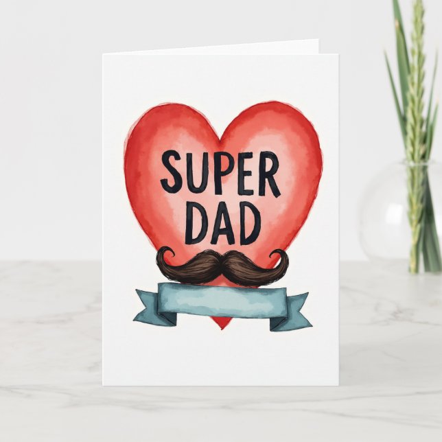 Mörkrött hjärta Superpappakort Kort (Framsida)