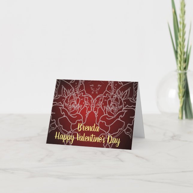 Mörkrött Valentinkort Helgkort (Framsida)
