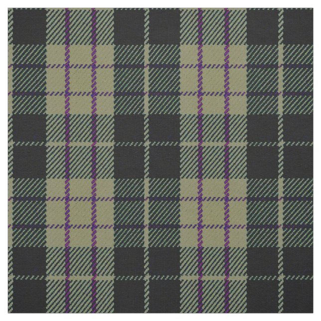 Mörksvartgrönt, vitsvart/lila görar randig plädet tyg (Provkarta)