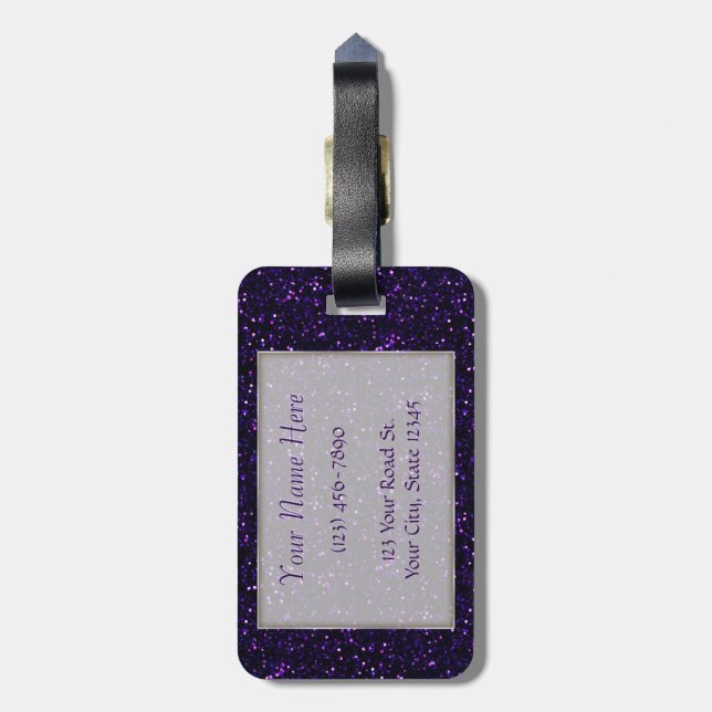 Mörkt Amethyst lilaglitter Bagagebricka (Baksidan Lodrät)