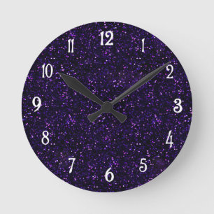 Mörkt Amethyst lilaglitter Rund Klocka
