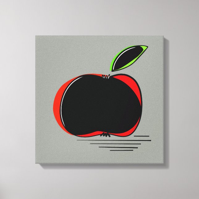 Mörkt äpple – Minimal grafisk konst  Canvastryck (Framsida)