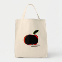 Mörkt äpple – Modern minimalistisk fruktillustrati Tygkasse
